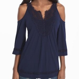 WHBM Cold-Shoulder Embroidered Tunic Top